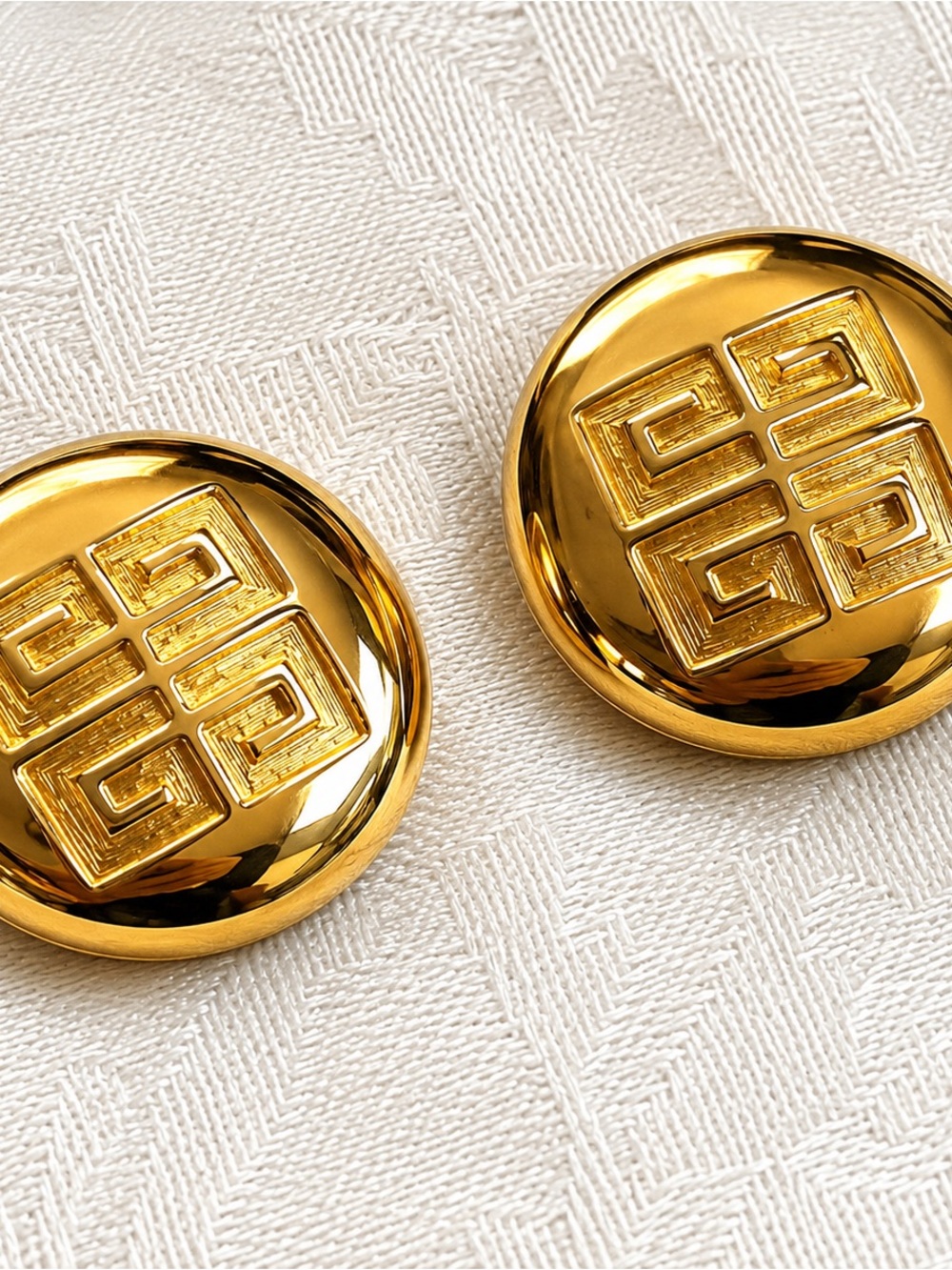 Givenchy Shiny Gold Medallion Clip-On Earrings